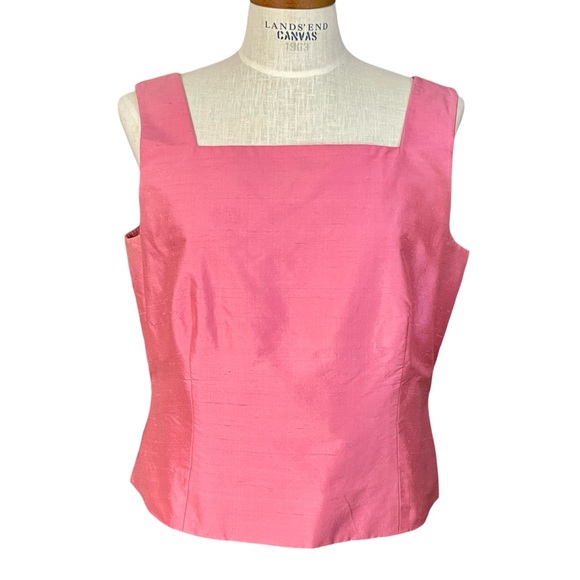 Carlisle Tops - 90’s Carlisle Pink Slub Sleeveless Pullover Side Zip Cropped Tank Top Sz14